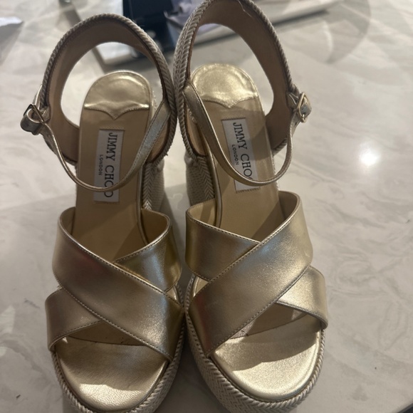 Jimmy Choo gold weges - Picture 6 of 8